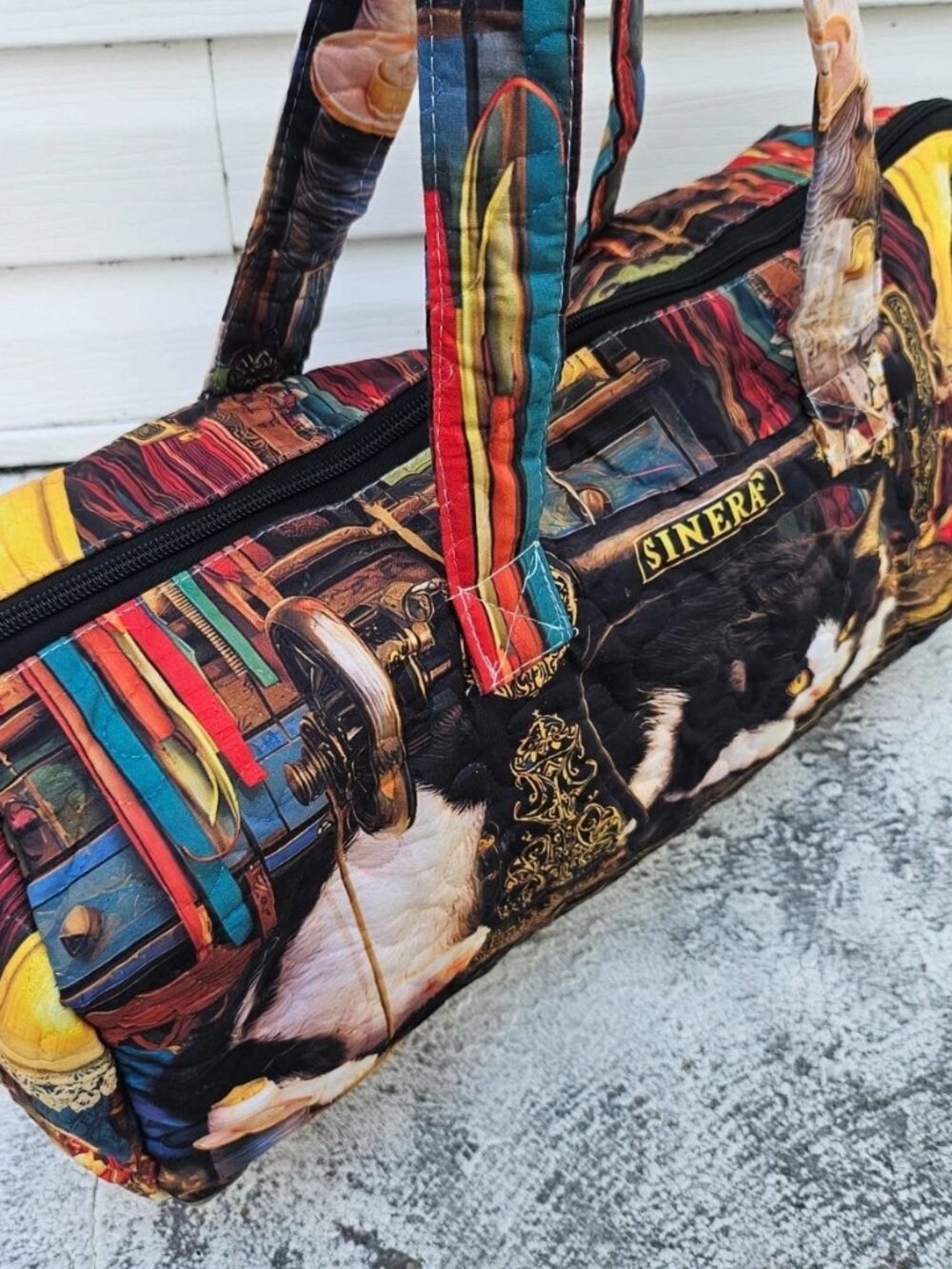Duffle Bag Cat Print Mutti Color Light Weight Travel Bag Gym Bag - Picture 3 of 10